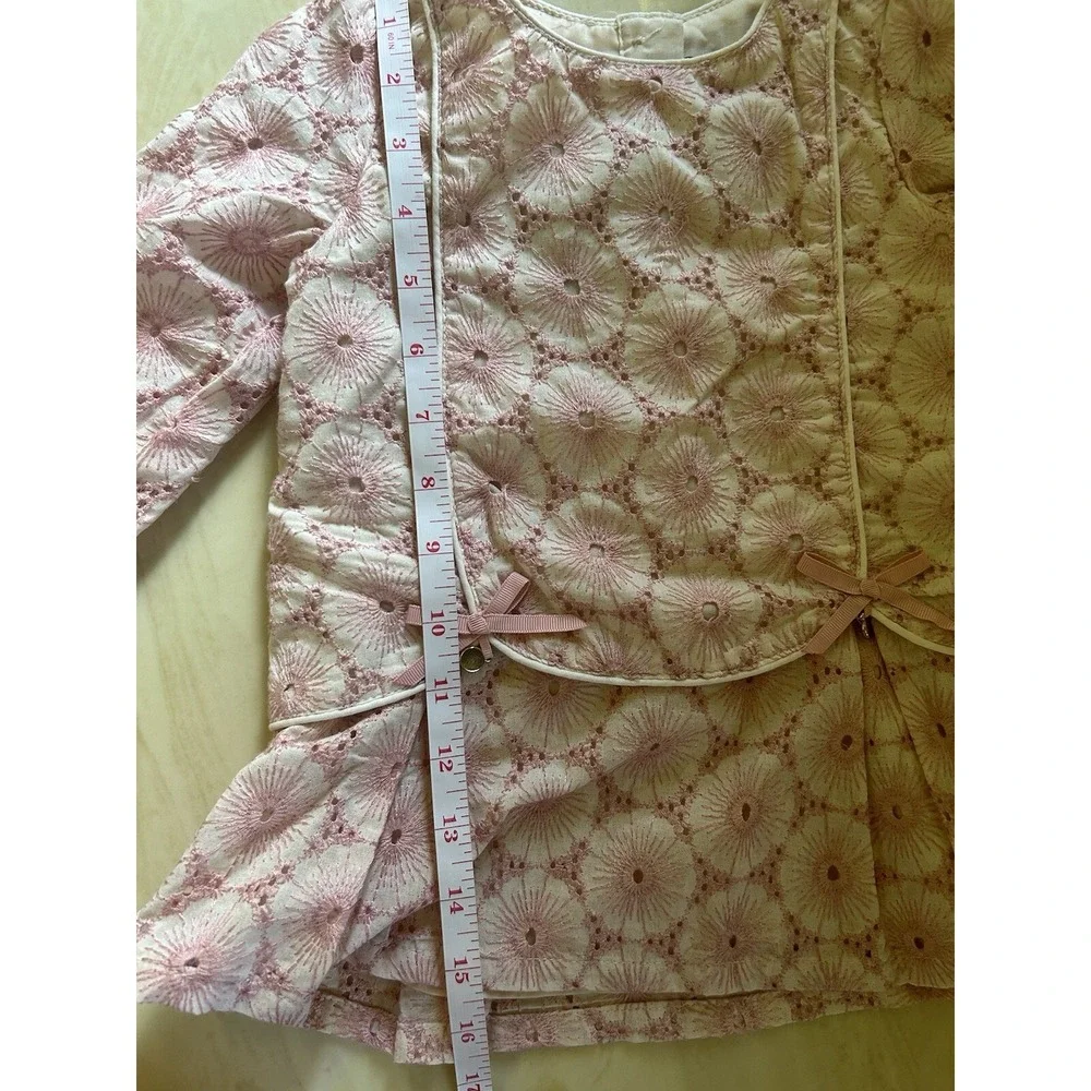 Girls NWT Cynthia‎ Rowley Dress Mauve And Cream Long Sleeve Size 24 Months